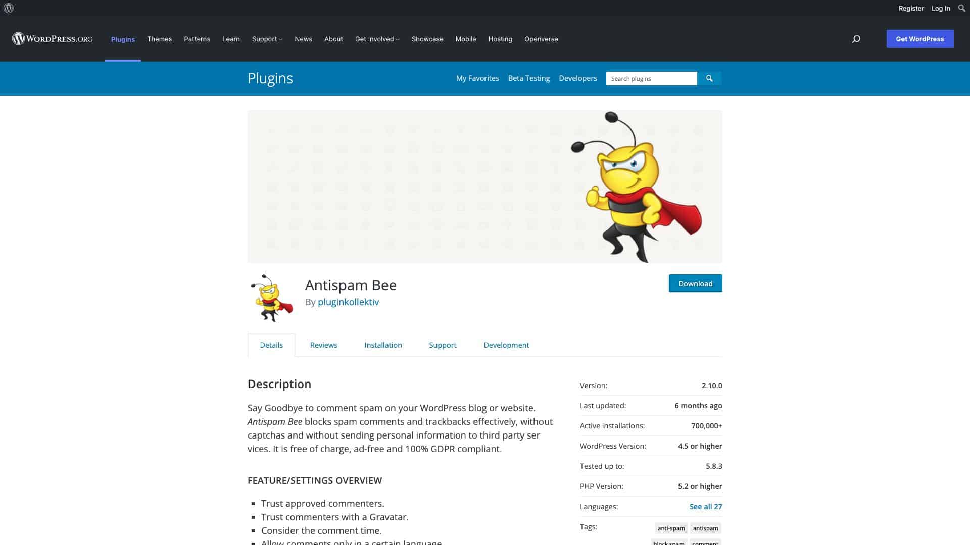 wordpress org plugins antispam bee 1643918290489