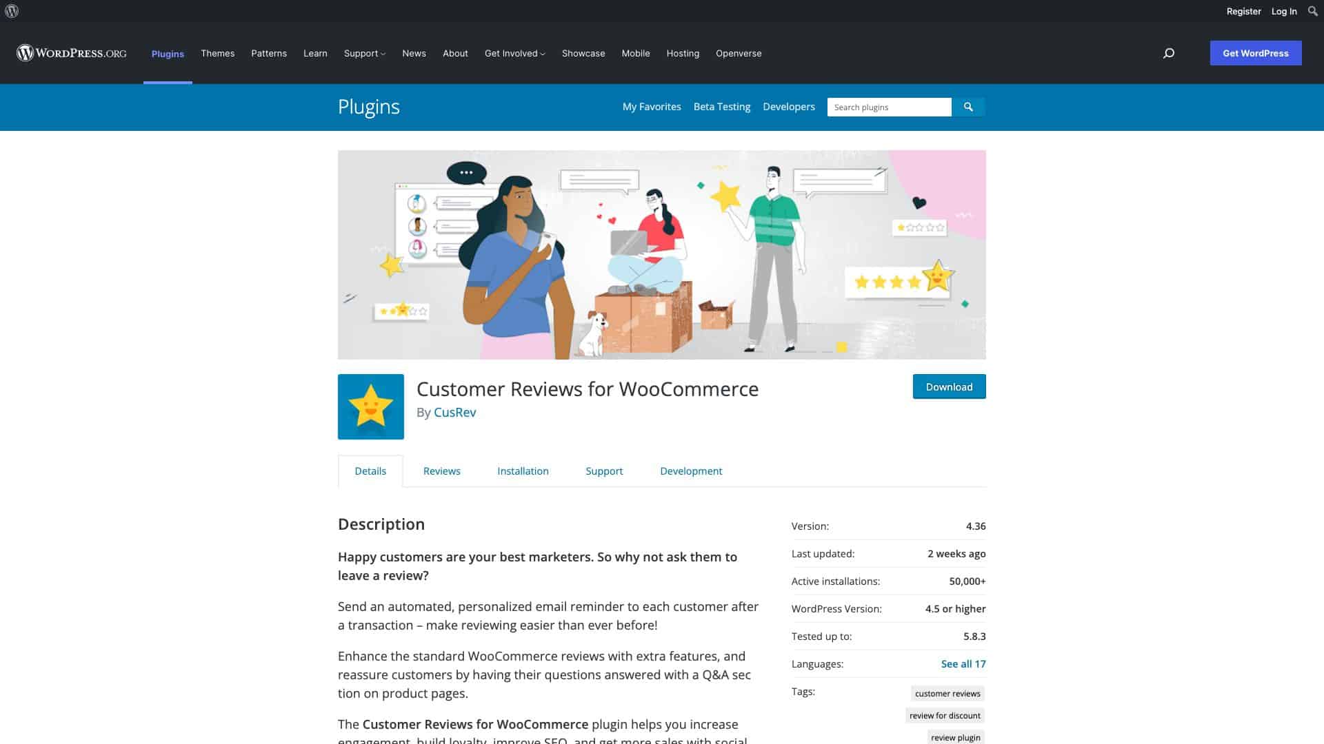wordpress org plugins customer reviews woocommerce 1643922064950