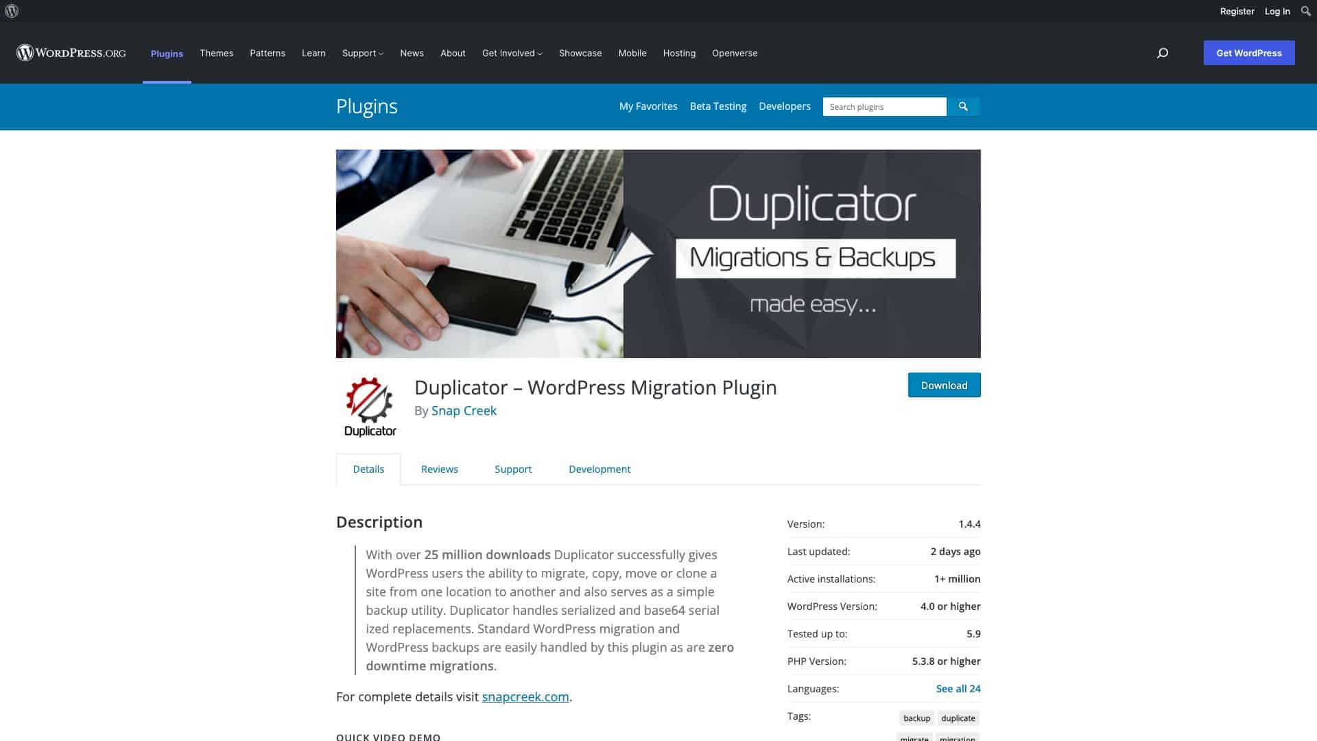 wordpress org plugins duplicator 1643922923331
