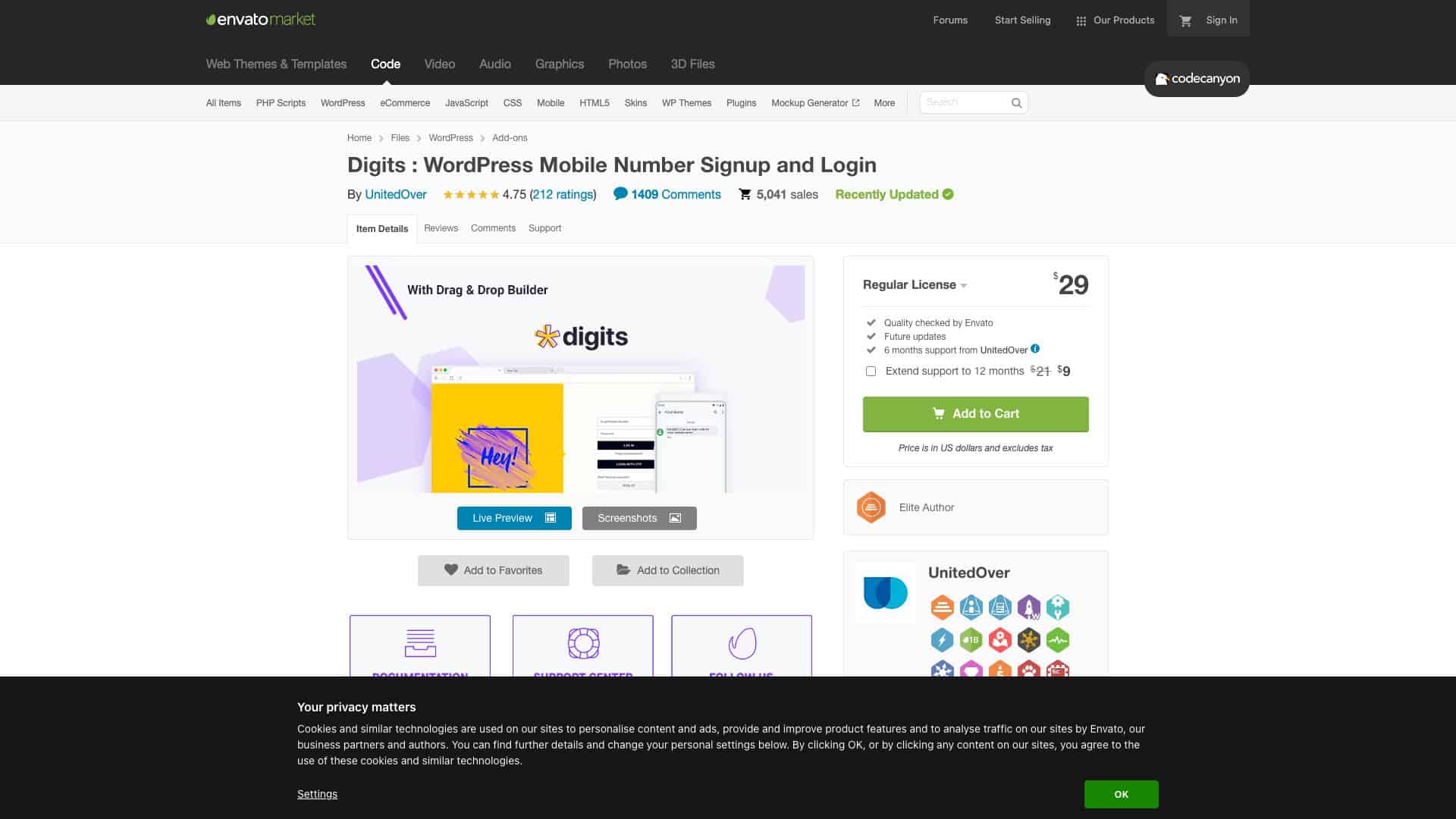 codecanyon net item digits wordpress mobile number signup and login 19801105 1647614971786